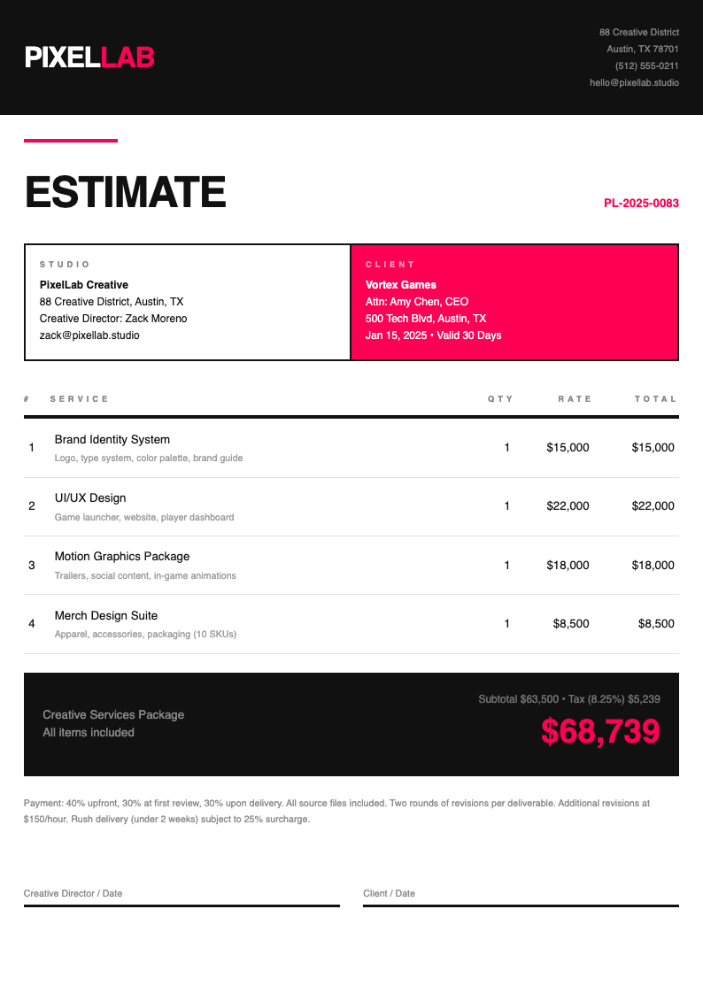 Duotone bold service estimate